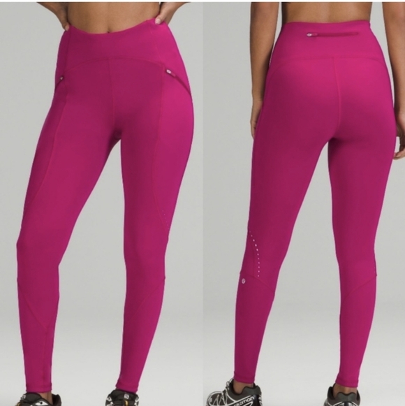 Lululemon Rain Repellent High-Rise Running Tight 28" Wild Berry Size 6 - Picture 2 of 9